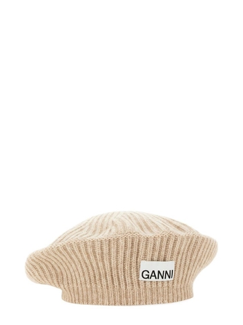 가니 FW24 RIBBED KNIT BEANIE A4430_196 BEIGE