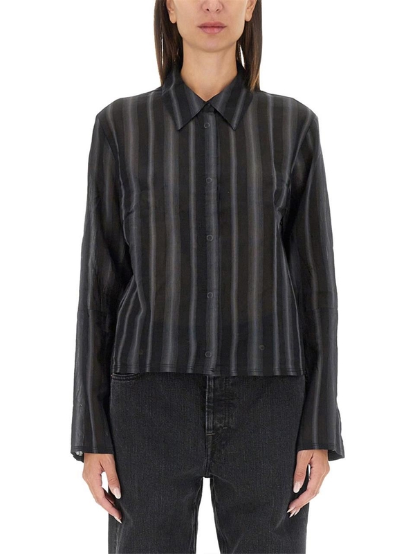 아워레가시 FW24 OUR LEGACY Shirt W4242AN_NOIRSTRIPESHEERCOTTONSILK BLACK