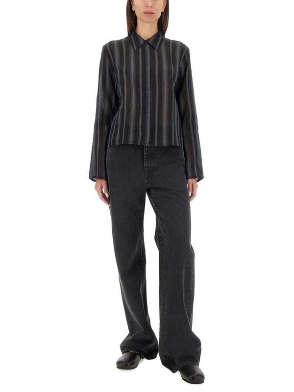 아워레가시 FW24 OUR LEGACY Shirt W4242AN_NOIRSTRIPESHEERCOTTONSILK BLACK