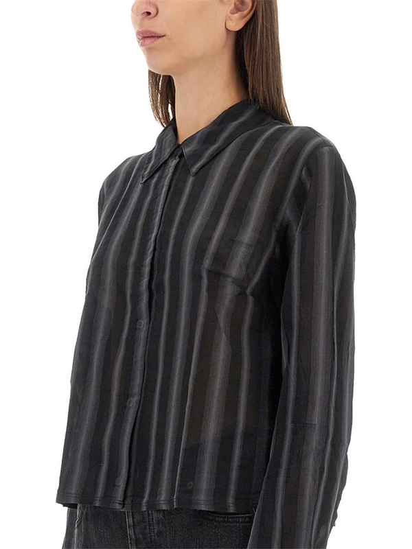 아워레가시 FW24 OUR LEGACY Shirt W4242AN_NOIRSTRIPESHEERCOTTONSILK BLACK