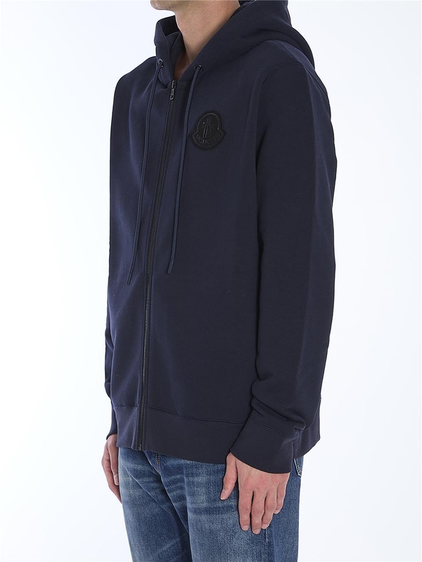 몽클레르 FW24 Zip-up hoodie in cotton 8G00084_809KX_77B BLUE