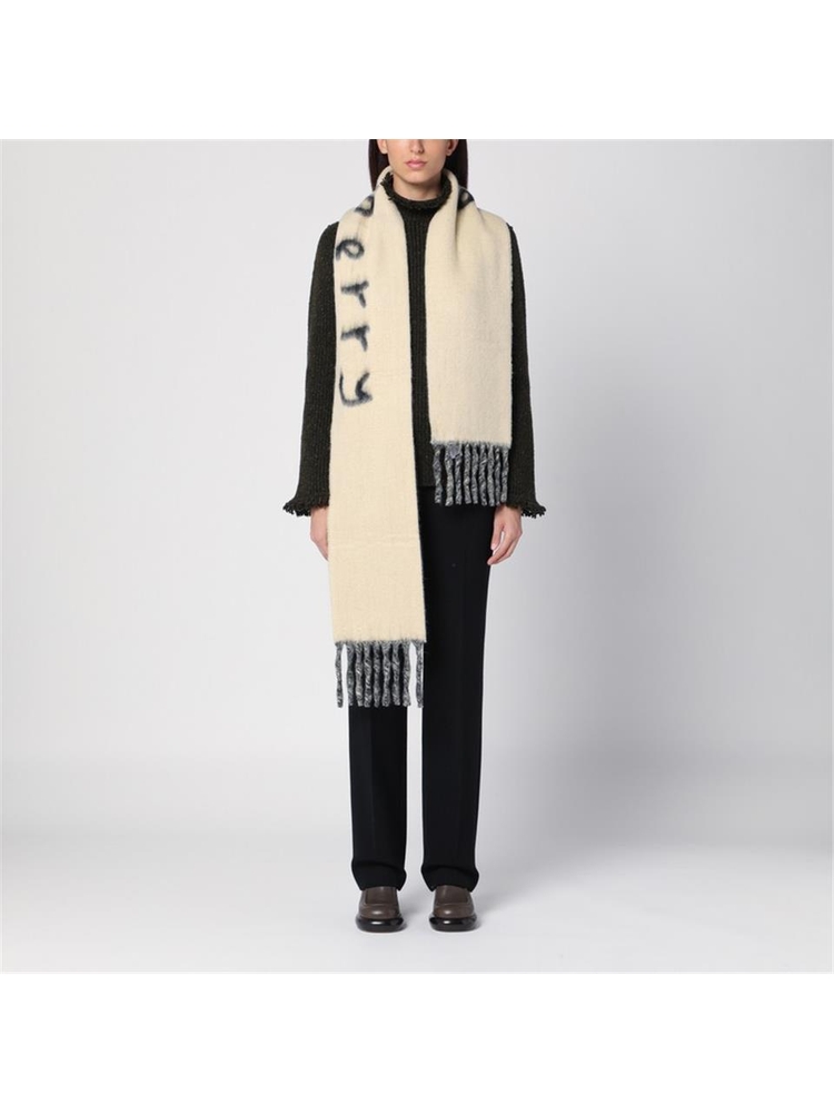 버버리 FW24 Burberry Reversible alpaca and wool scarf with logo 8097213161181 Black