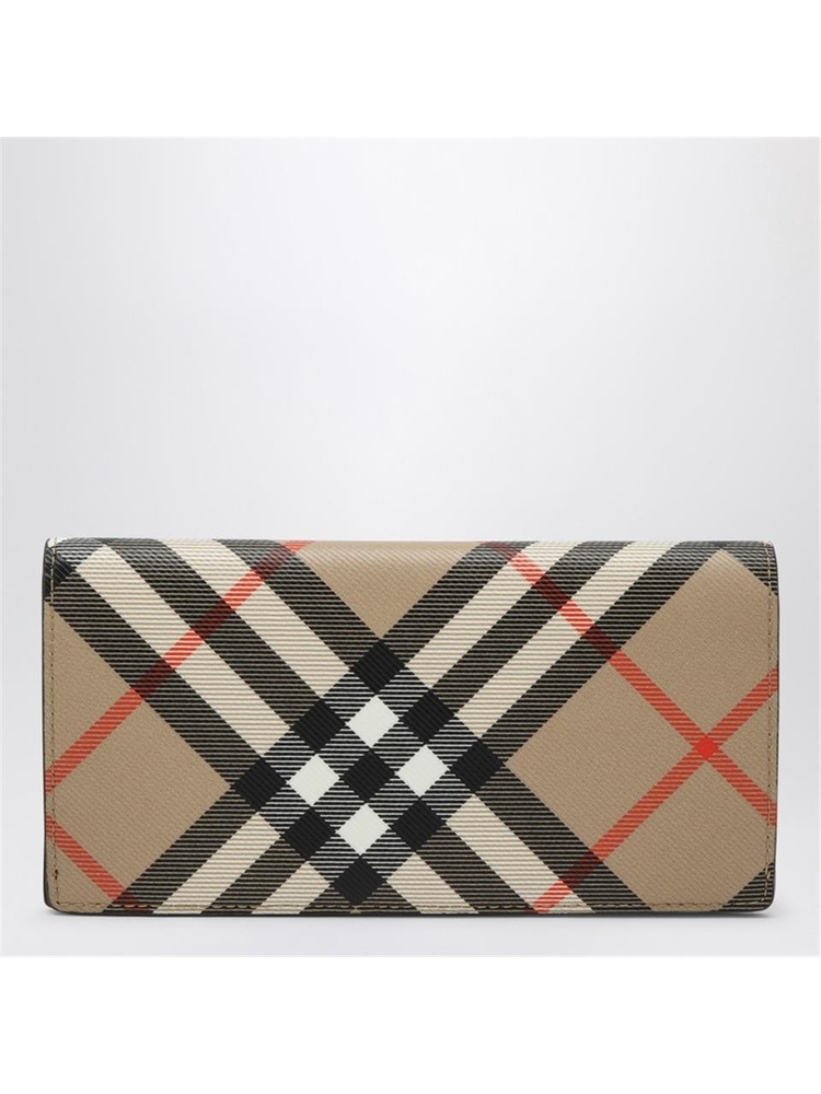 버버리 FW24 Burberry Continental large wallet in Check beige 8091921160296 Beige