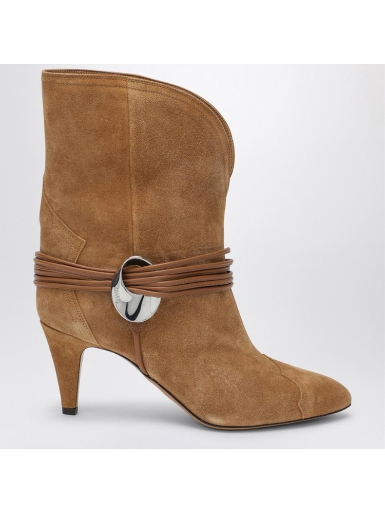 이자벨마랑 FW24 ISABEL MARANT Low cognac-coloured suede boot 24HBO0078FBB4A18S Brown