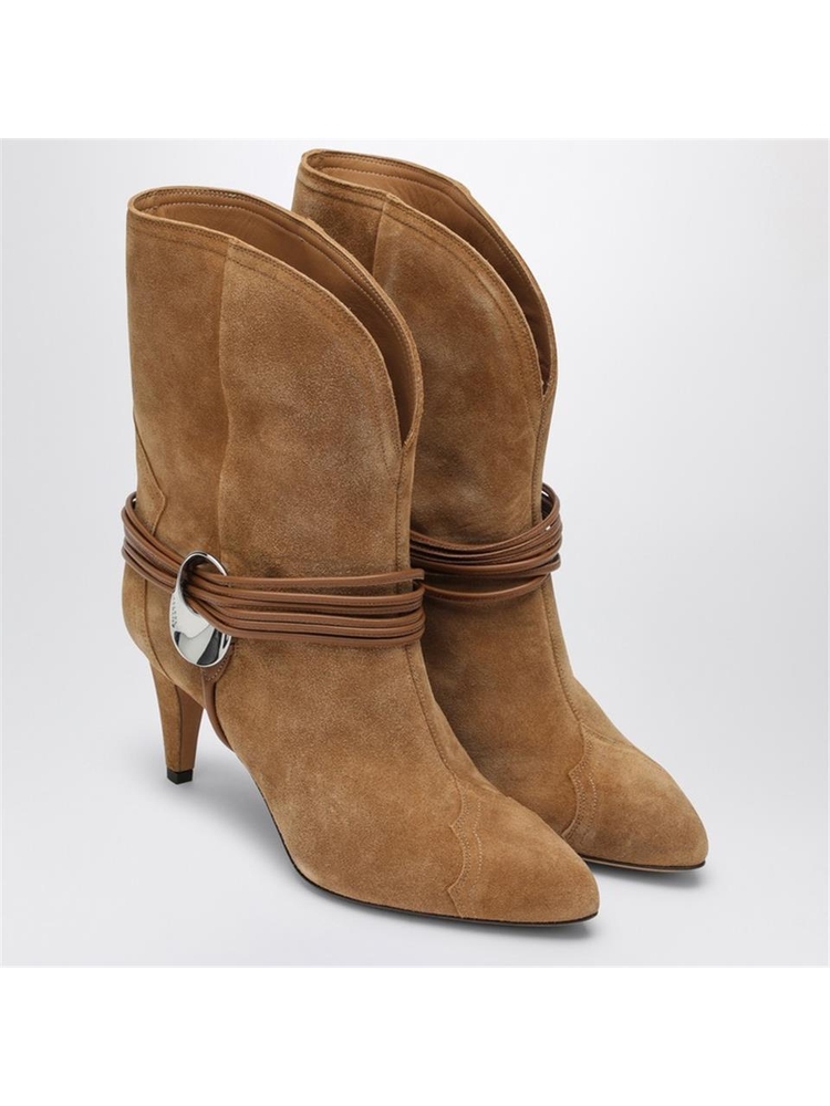 이자벨마랑 FW24 ISABEL MARANT Low cognac-coloured suede boot 24HBO0078FBB4A18S Brown