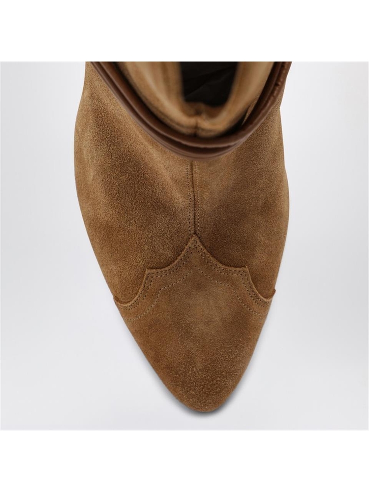 이자벨마랑 FW24 ISABEL MARANT Low cognac-coloured suede boot 24HBO0078FBB4A18S Brown