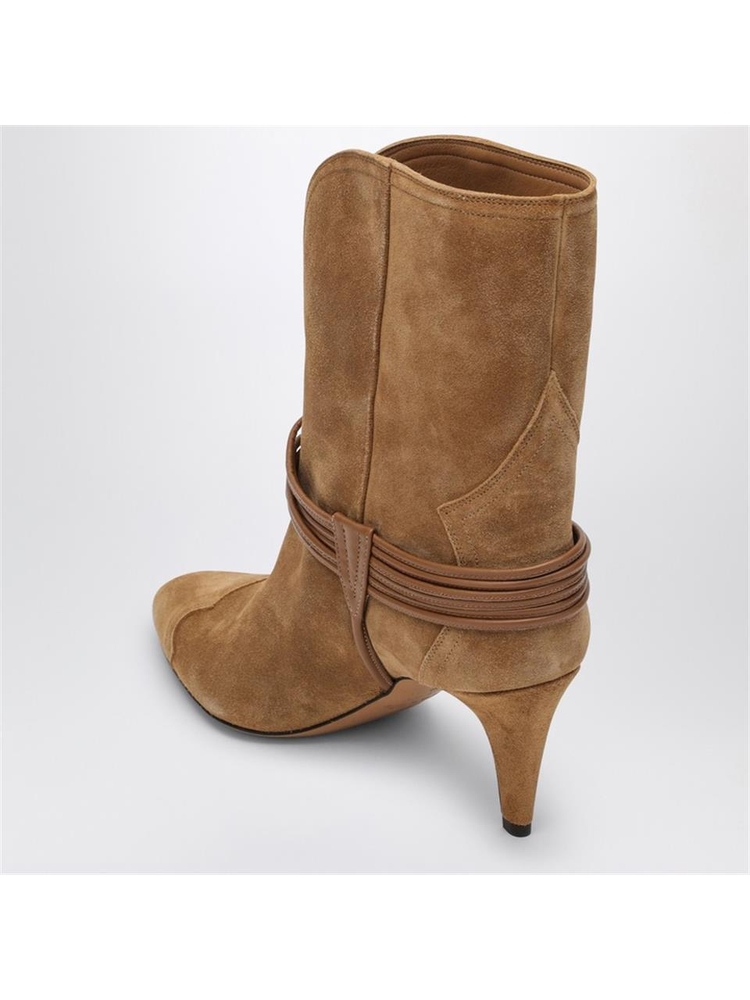 이자벨마랑 FW24 ISABEL MARANT Low cognac-coloured suede boot 24HBO0078FBB4A18S Brown