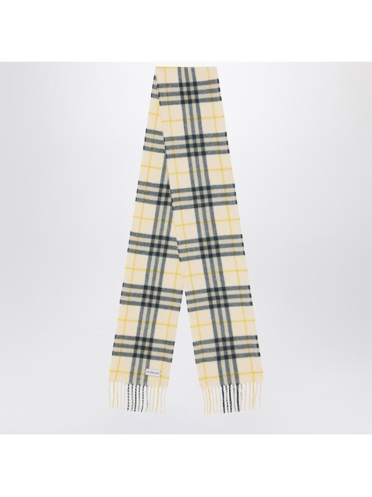 버버리 FW24 Burberry Yellow and green Check cashmere scarf 8098725160205 Black