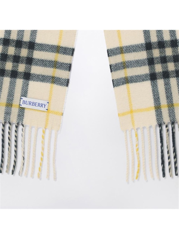 버버리 FW24 Burberry Yellow and green Check cashmere scarf 8098725160205 Black