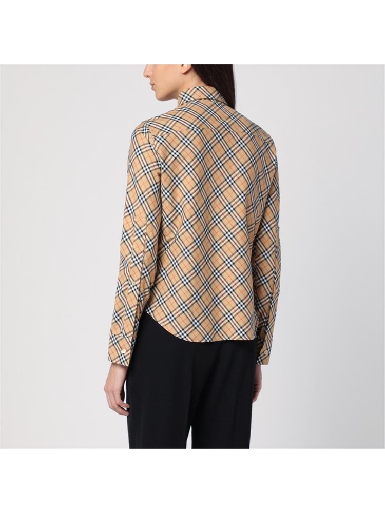 버버리 FW24 Burberry Beige button-down shirt with Check pattern 8098252160893 Beige