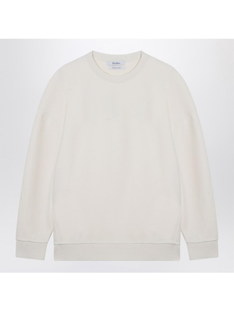 막스마라 FW24 Max Mara Ivory sweatshirt in wool and cashmere blend ELVIRACO Beige