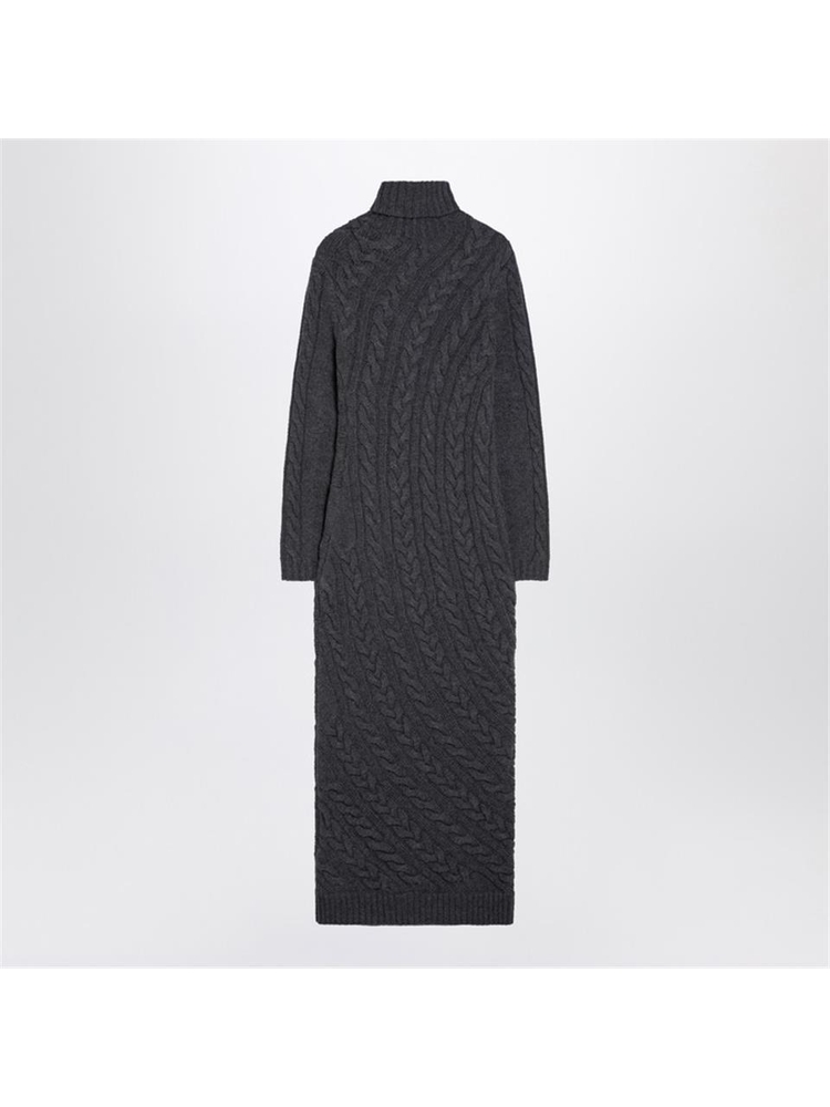 막스마라 FW24 Max Mara Grey wool and cashmere turtleneck dress ARTEWO Brown