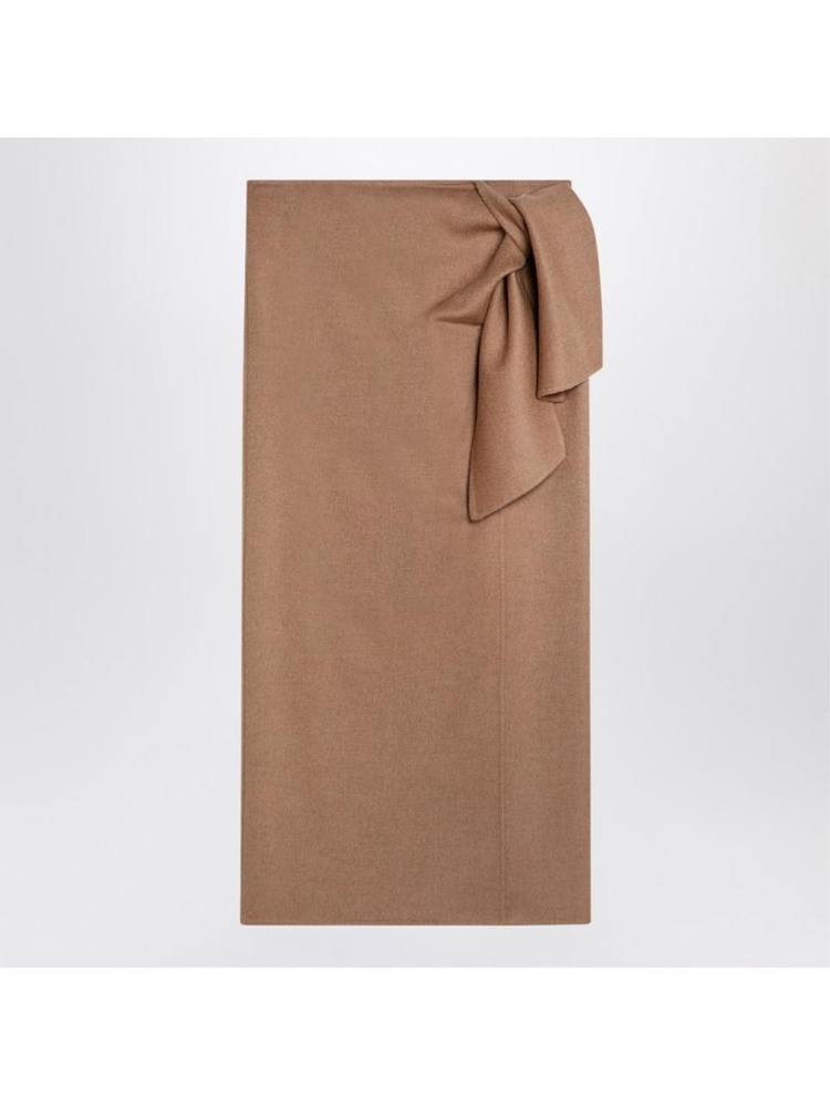 막스마라 FW24 Max Mara Beige camel midi skirt ACLINE1234CO White