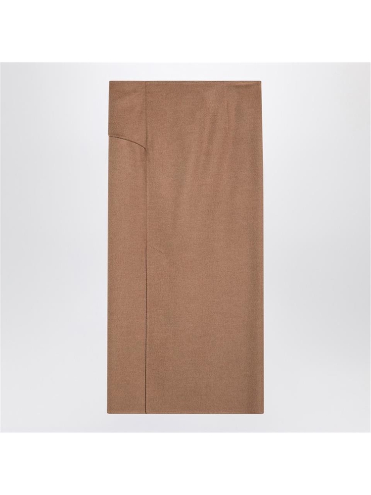 막스마라 FW24 Max Mara Beige camel midi skirt ACLINE1234CO White