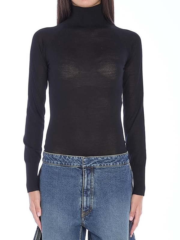 알라이아 FW24 Bodysuit in sheer knit AA9B03026M894_995 BLACK