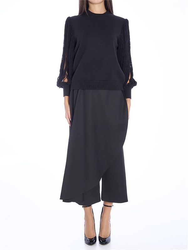 알라이아 FW24 Asymmetric skirt pants AA9P02526T615_995 BLACK