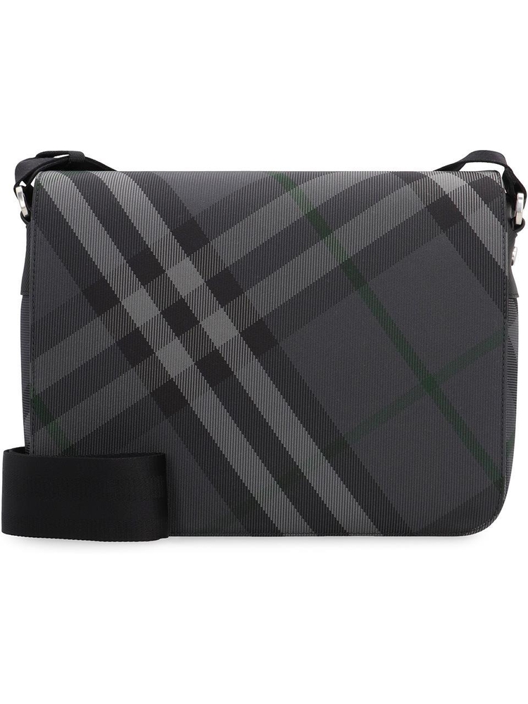 버버리 FW24 Grid Messenger bag with check motif 8097351159396_C1183 grey