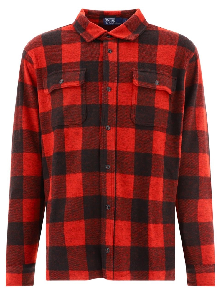 폴로 랄프로렌 FW24 Classic-fit plaid knit flannel workshirt 710881648004MADISON RED/POLO BLACK Red