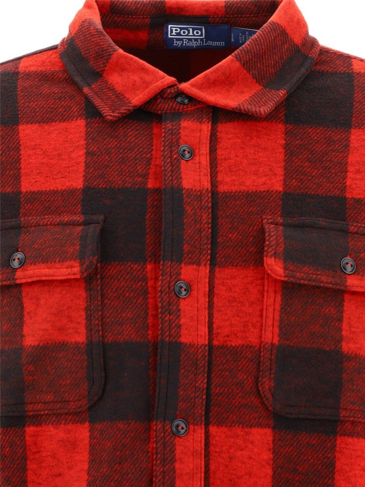 폴로 랄프로렌 FW24 Classic-fit plaid knit flannel workshirt 710881648004MADISON RED/POLO BLACK Red