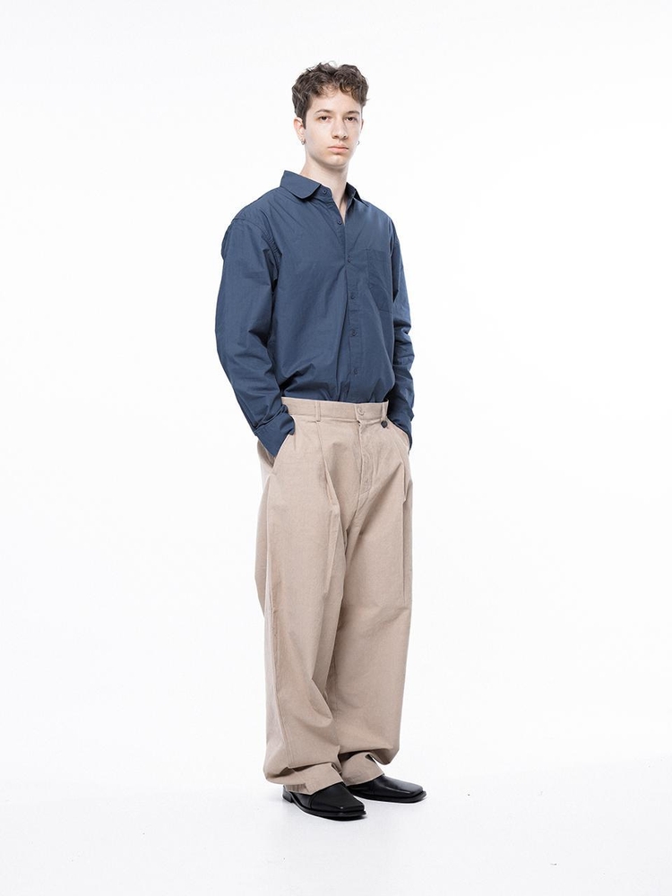 Corduroy One-tuck Wide Pants - Beige /M243PT01BE