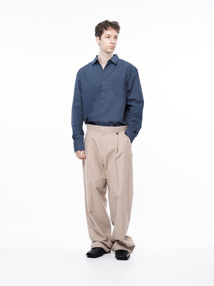 Corduroy One-tuck Wide Pants - Beige /M243PT01BE