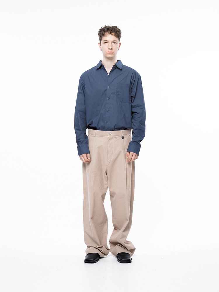 Corduroy One-tuck Wide Pants - Beige /M243PT01BE