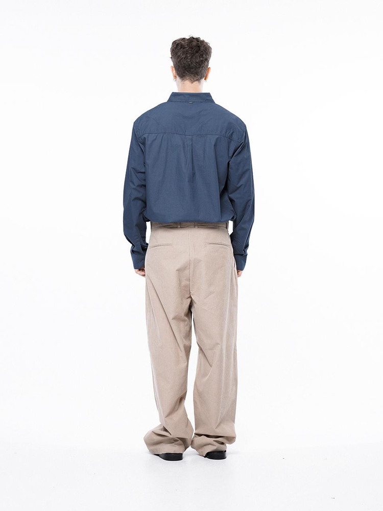 Corduroy One-tuck Wide Pants - Beige /M243PT01BE