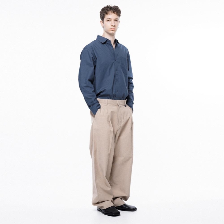 Corduroy One-tuck Wide Pants - Beige /M243PT01BE