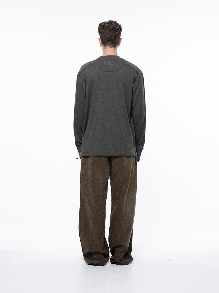 S`noi Reverse Rib Crew Neck Sweat - Khaki Charcoal /M243MT02CH