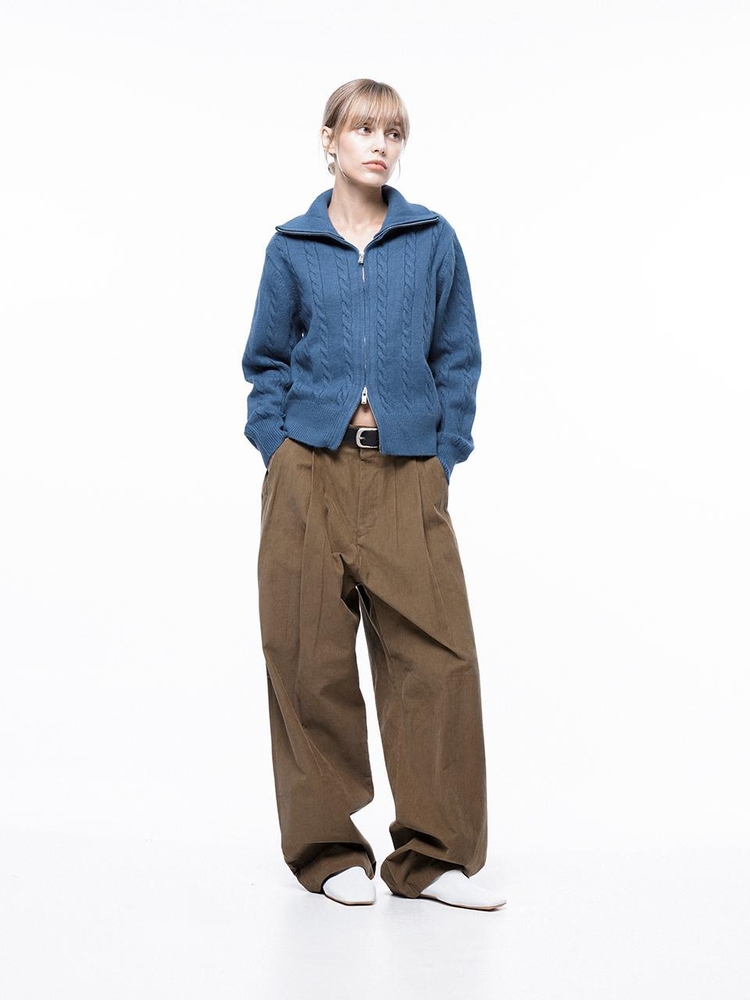 Corduroy One-tuck Wide Pants - Brown /M243PT01BRW