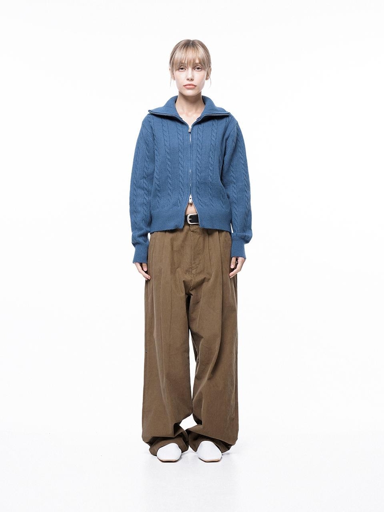 Corduroy One-tuck Wide Pants - Brown /M243PT01BRW