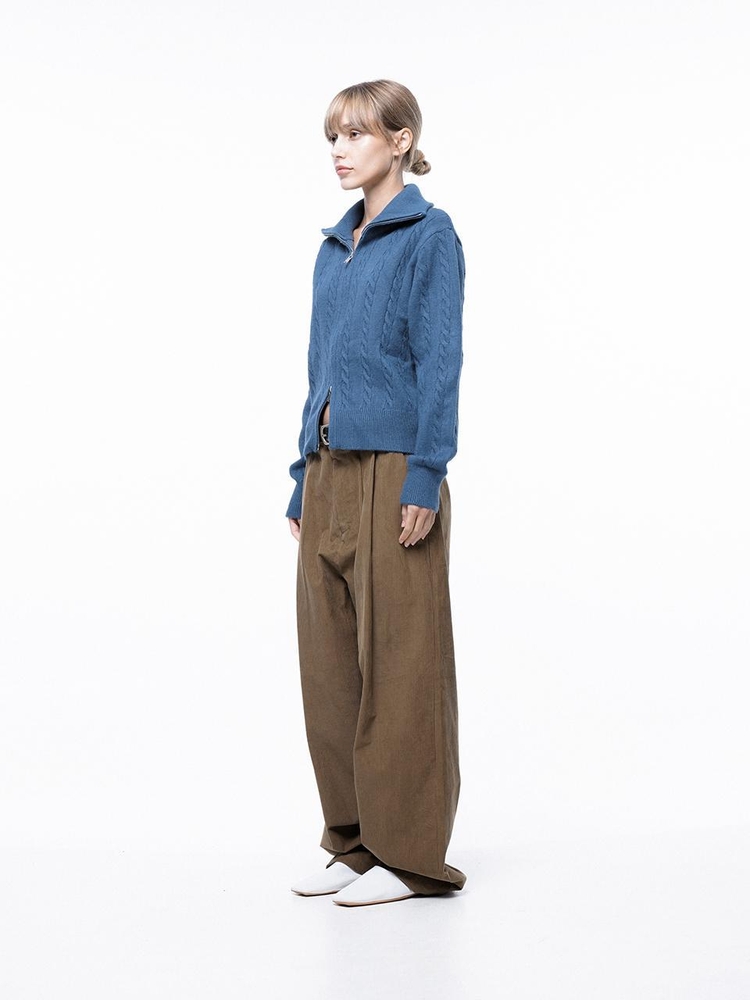 Corduroy One-tuck Wide Pants - Brown /M243PT01BRW