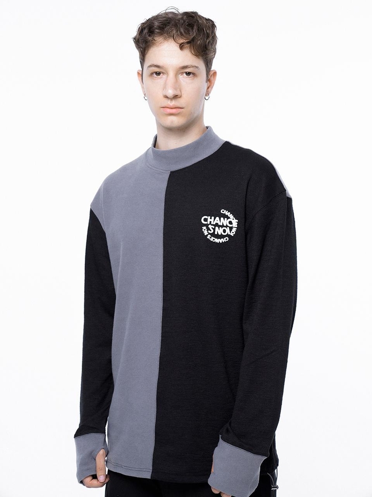 Circle Reverse Wool Hlaf-neck Sweat - Black Gray /M243MT04BK