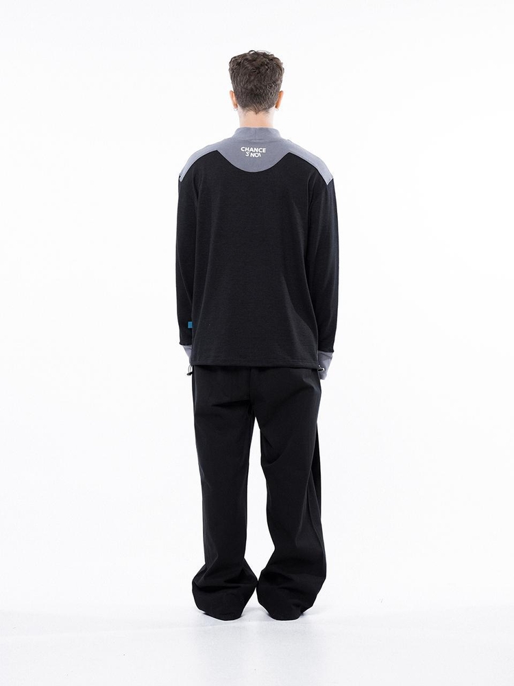 Circle Reverse Wool Hlaf-neck Sweat - Black Gray /M243MT04BK