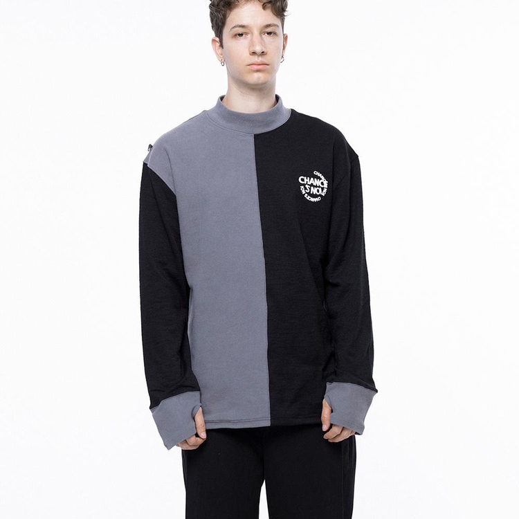 Circle Reverse Wool Hlaf-neck Sweat - Black Gray /M243MT04BK