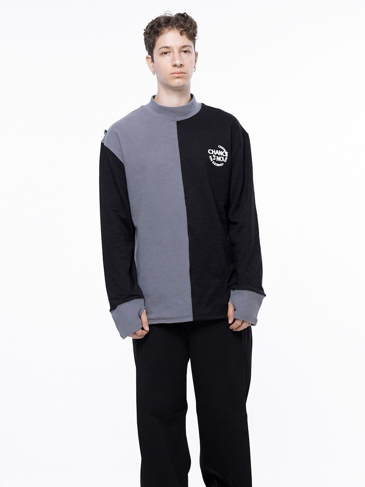 Circle Reverse Wool Hlaf-neck Sweat - Black Gray /M243MT04BK