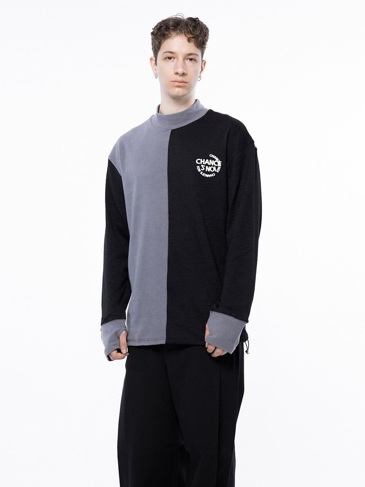 Circle Reverse Wool Hlaf-neck Sweat - Black Gray /M243MT04BK