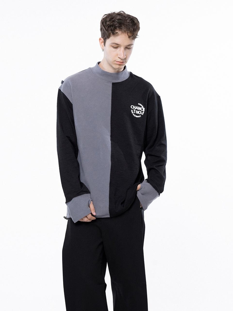 Circle Reverse Wool Hlaf-neck Sweat - Black Gray /M243MT04BK