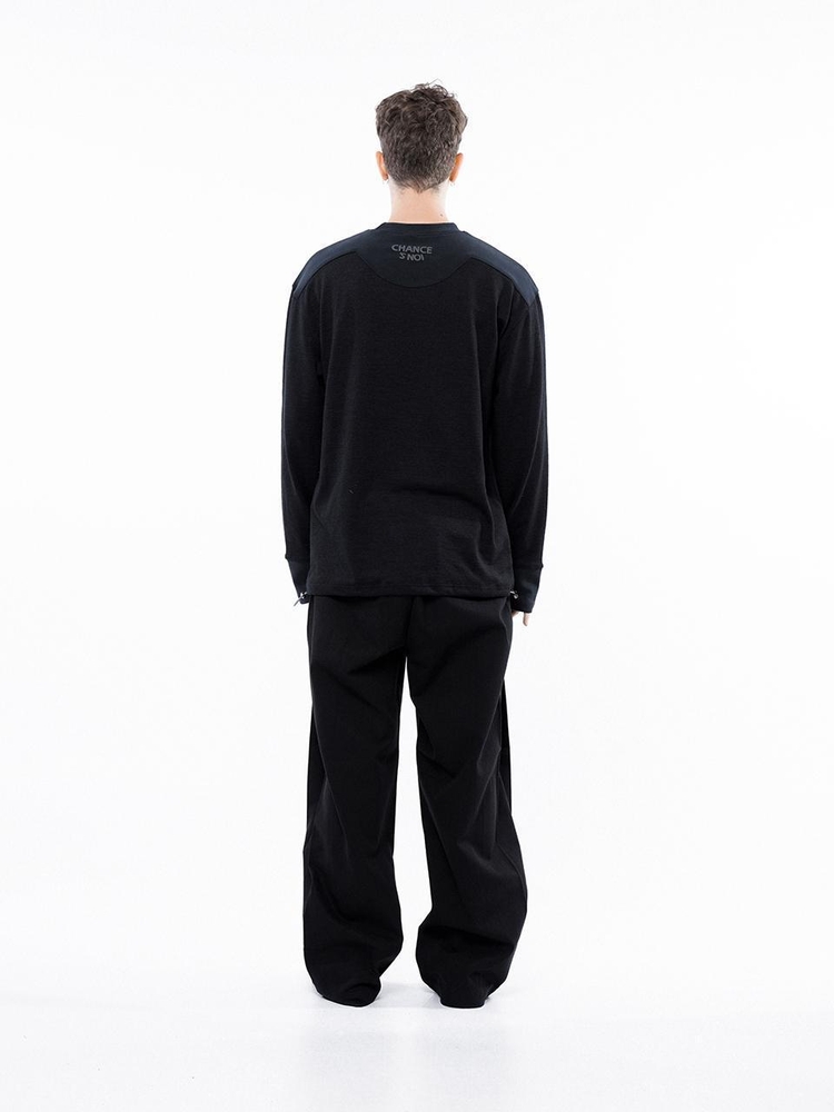 S`noi Reverse Slev Crew-neck Sweat - Black Navy /M243MT01BK