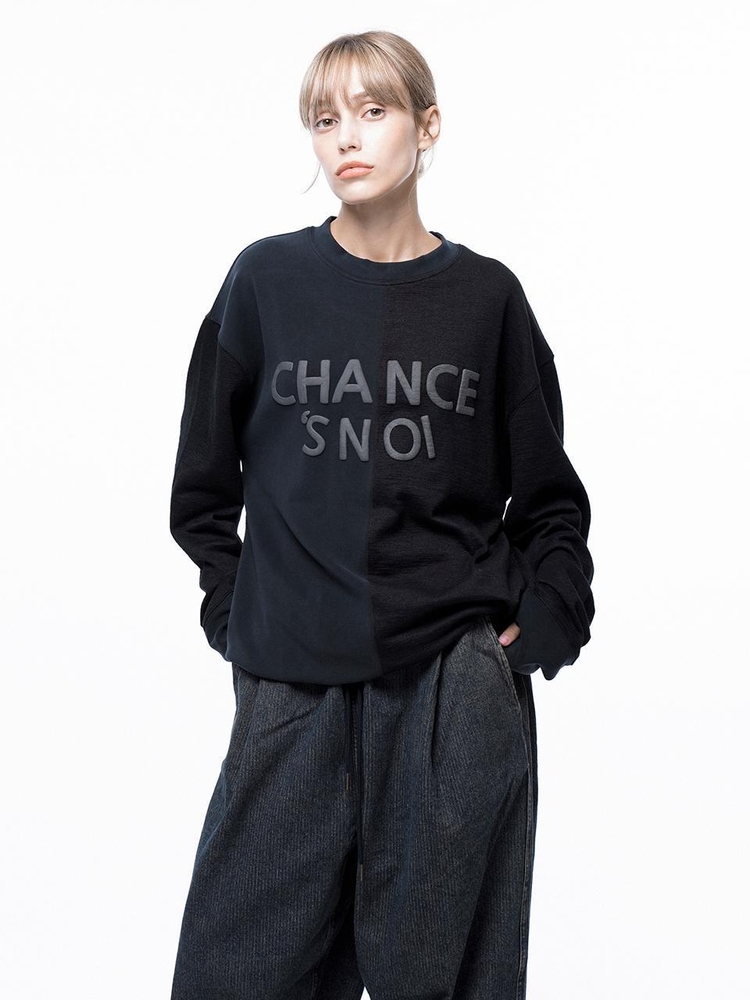 S`noi Reverse Slev Crew-neck Sweat - Black Navy /M243MT01BK