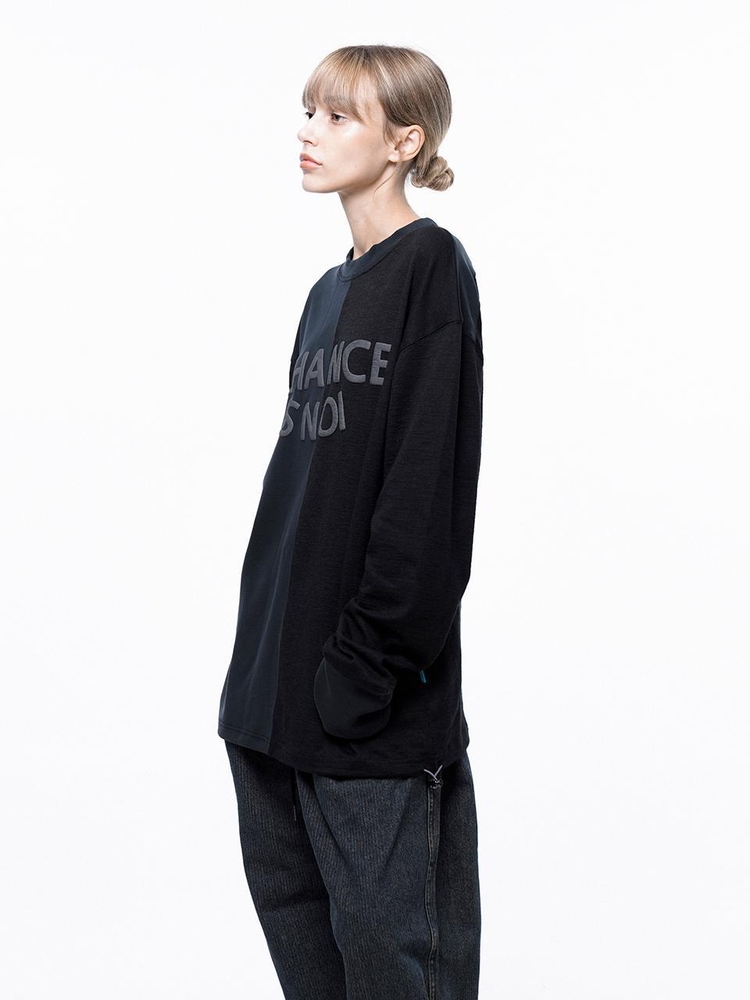 S`noi Reverse Slev Crew-neck Sweat - Black Navy /M243MT01BK