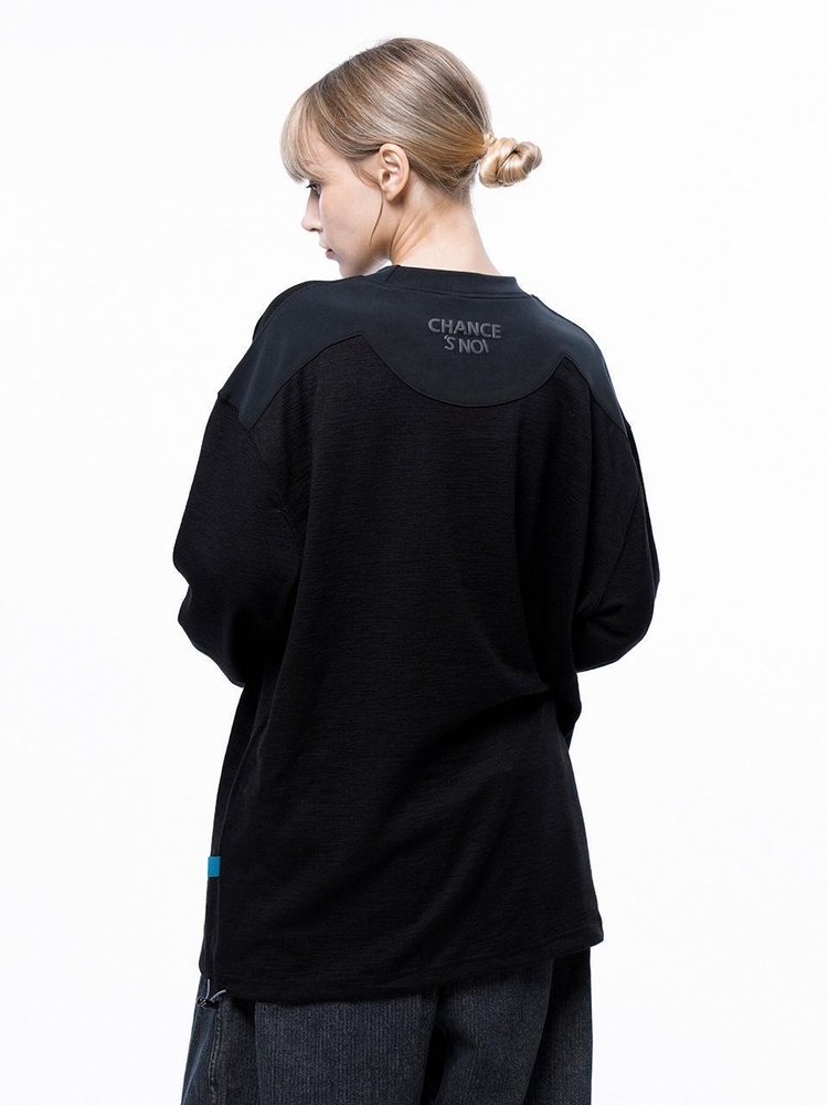 S`noi Reverse Slev Crew-neck Sweat - Black Navy /M243MT01BK