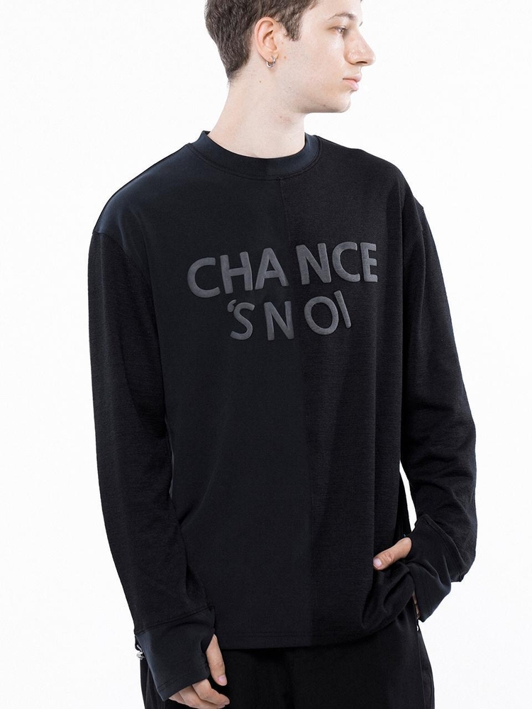 S`noi Reverse Slev Crew-neck Sweat - Black Navy /M243MT01BK