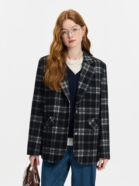 WD_Classic plaid wool jacket