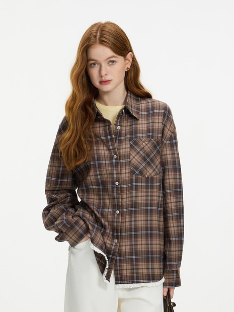 WD_Vintage plaid pocket shirt