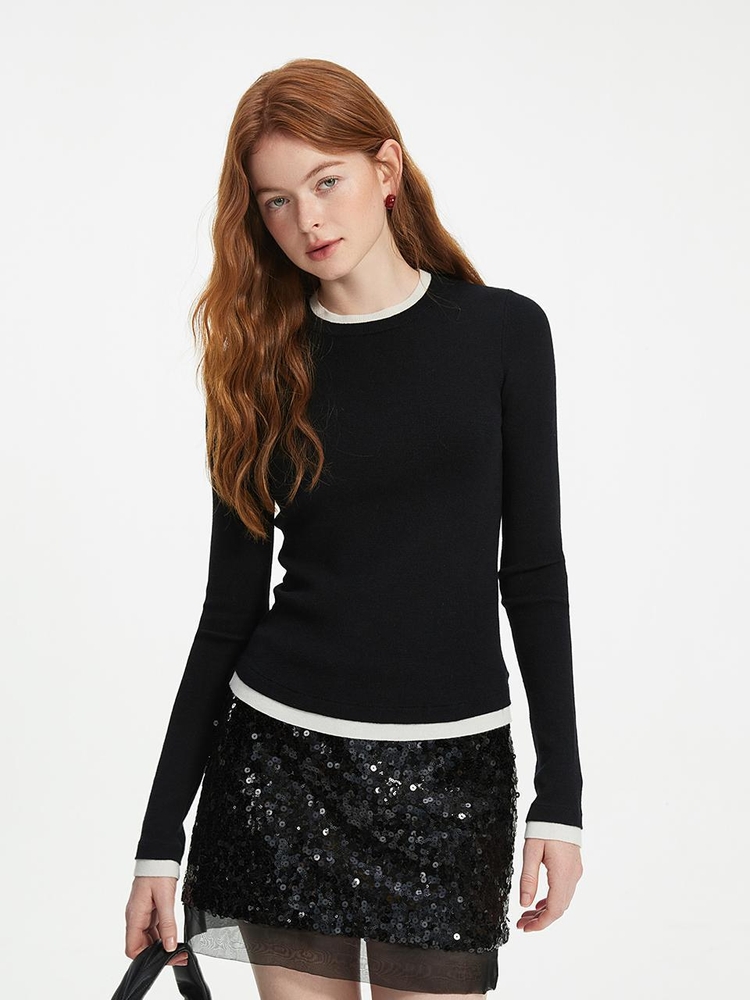 WD_Slim fake layer knitted top