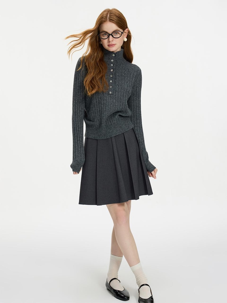 WD_Fake layered collar wool knit top