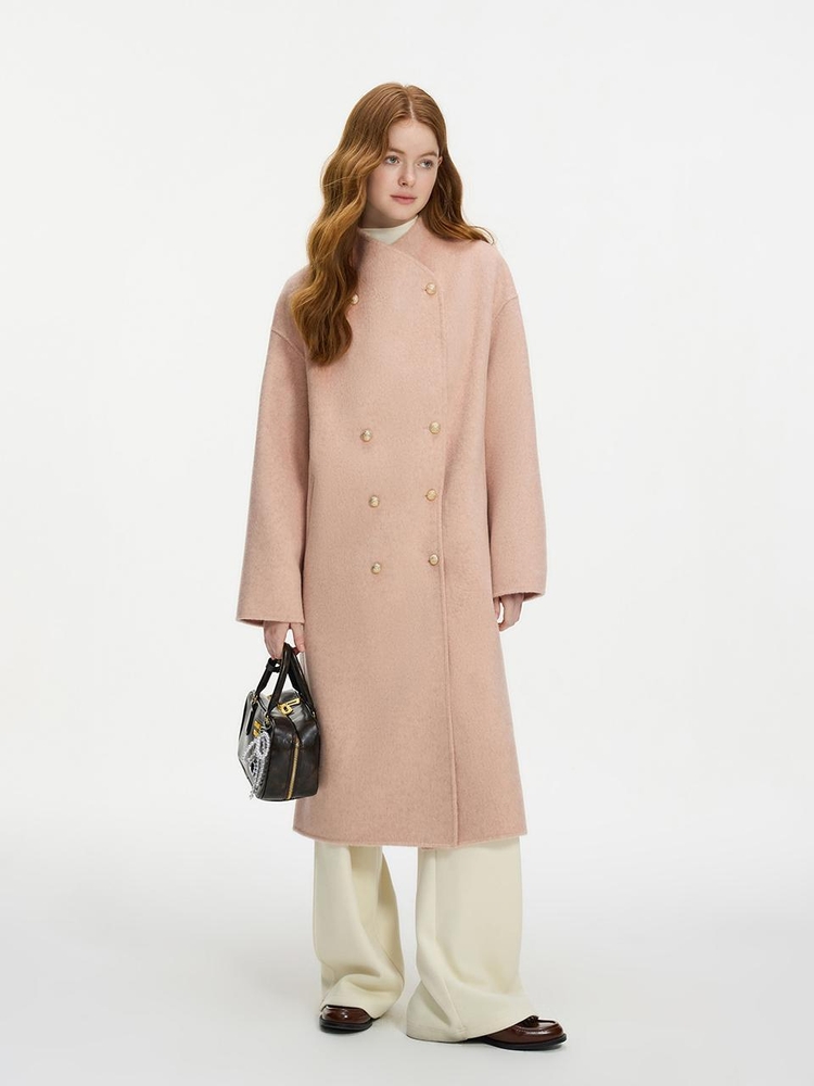 WD_Woolen gold button coat_PINK