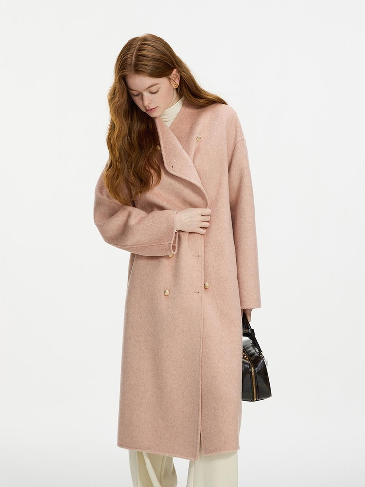 WD_Woolen gold button coat_PINK