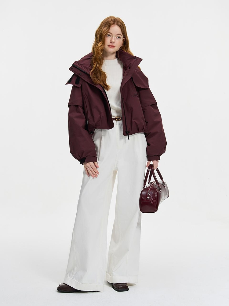 WD_Outdoor cropped down jacket_BURGUNDY